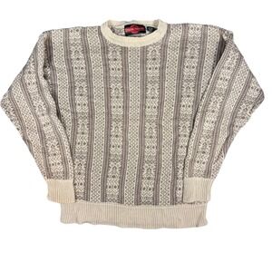 Vintage Stone Haven Mens Fair Isle Geometric Pattern Knit Sweater Size L